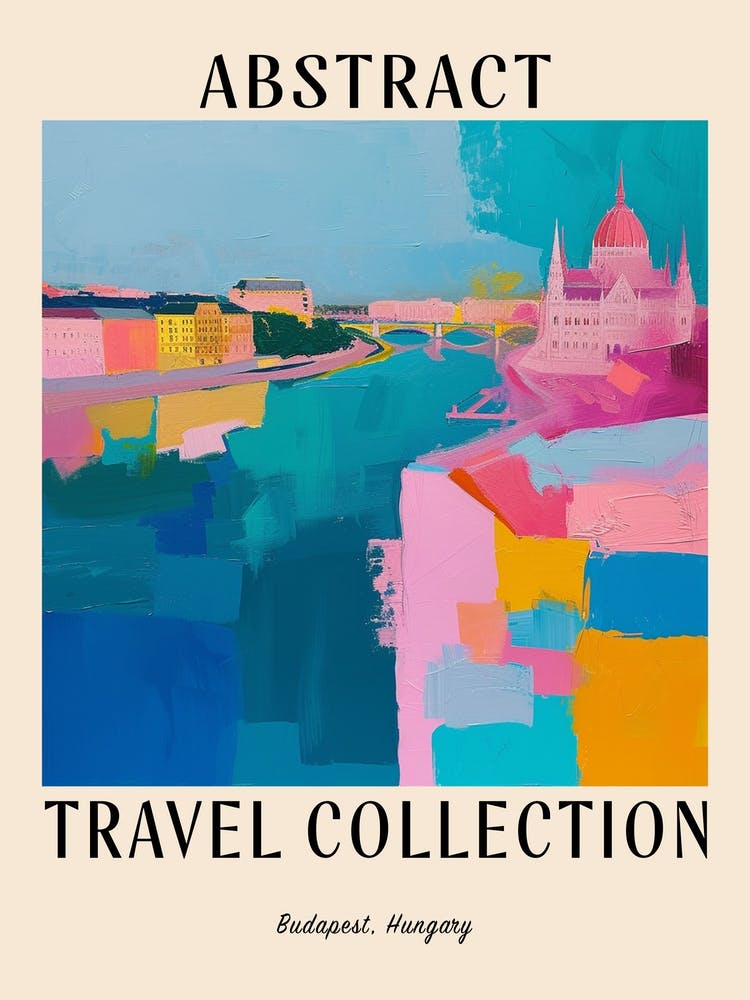 Abstract Travel Collection Poster Budapest Hungary 1
