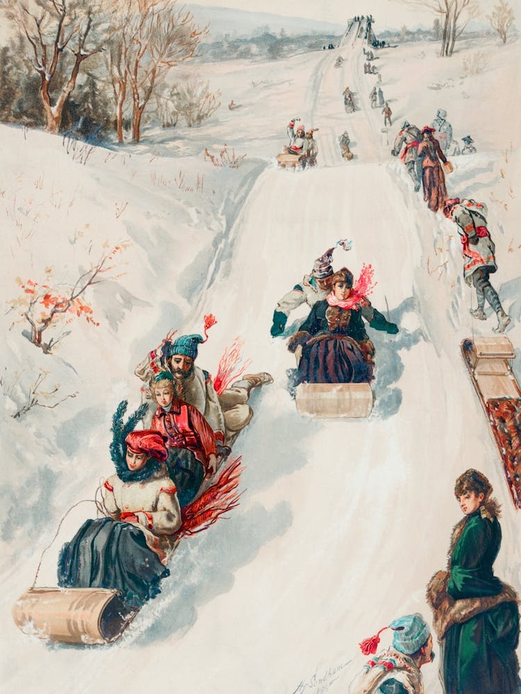 Vintage Winter Sledding