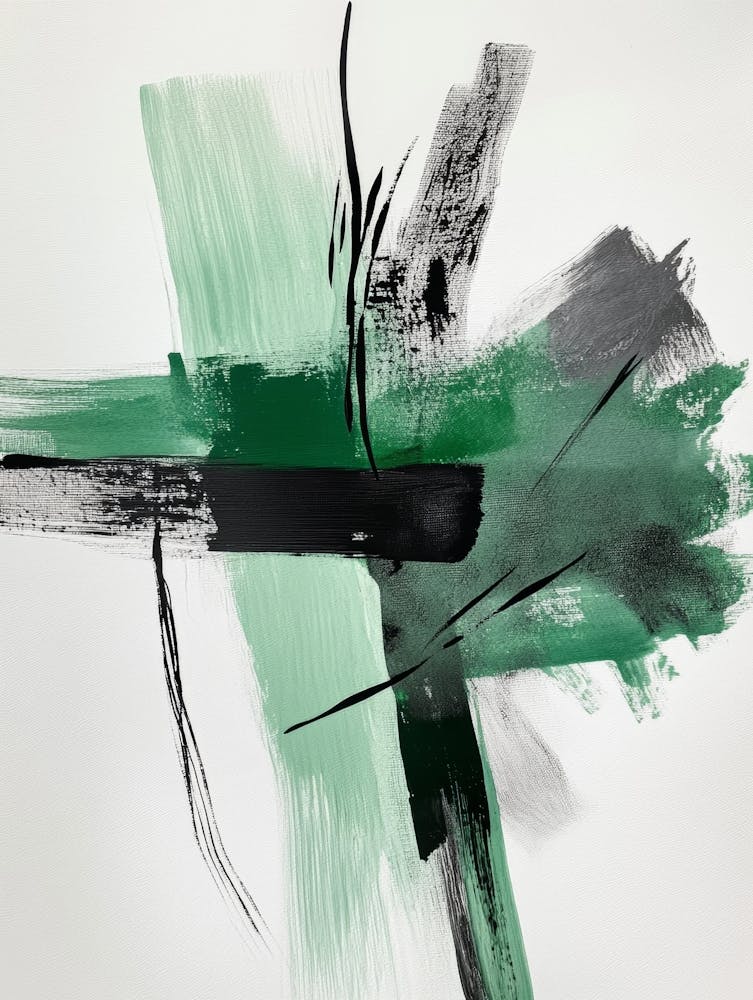 Green And Black Abstract Painting