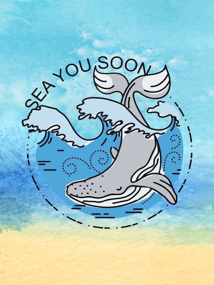 Sea you soon - travel poster, vector art, positive tropical motivation 6