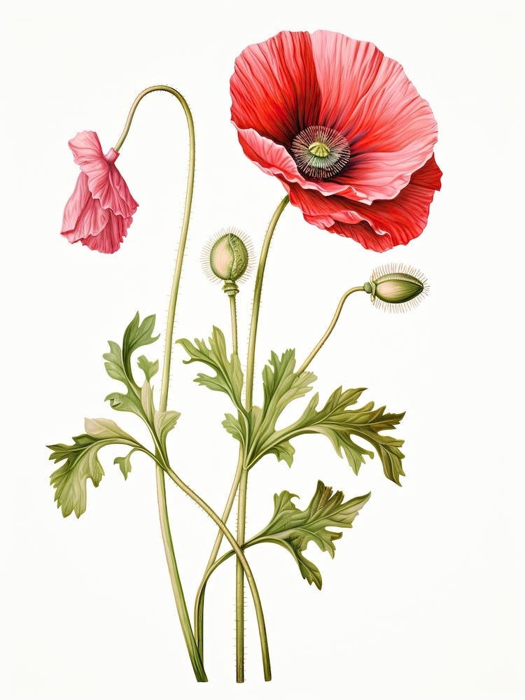 Fleur de Coquelicots Botanique Vintage 1