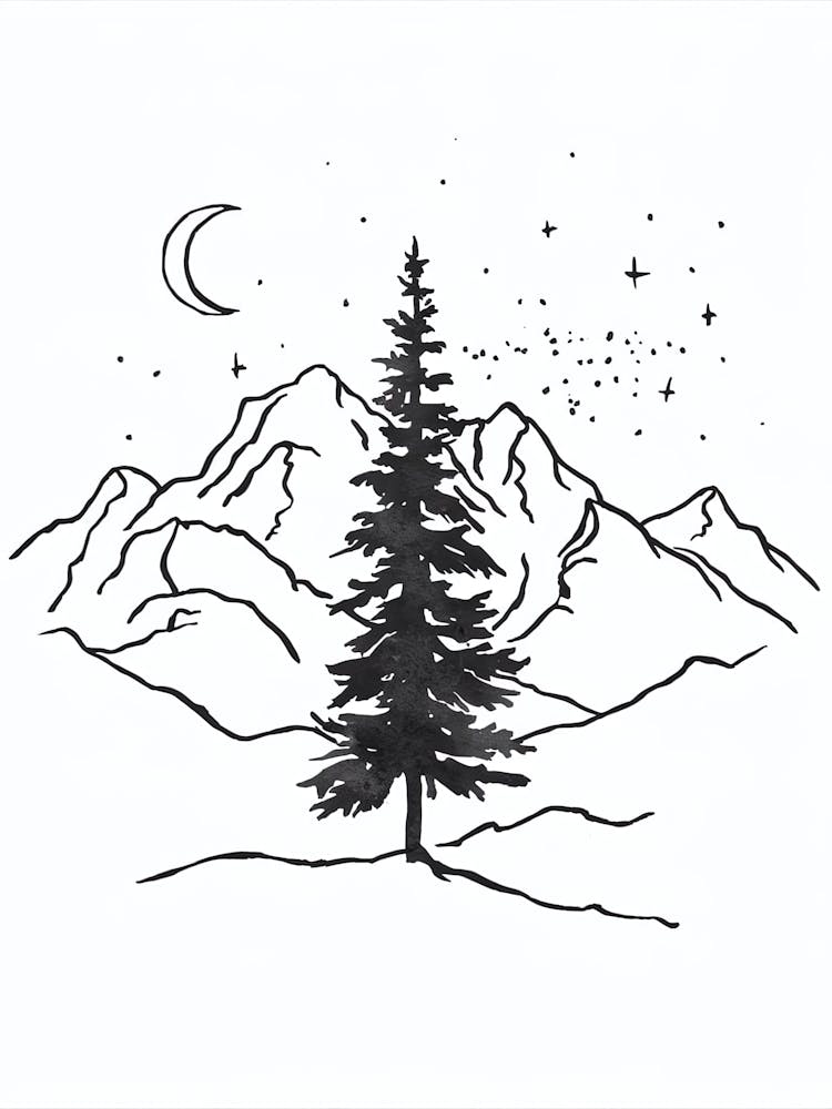 Pine Tree In The Mountains