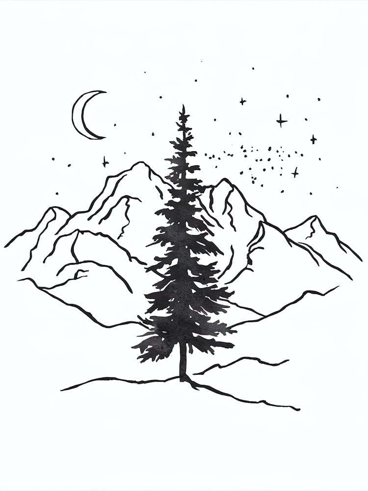 Pine Tree In The Mountains