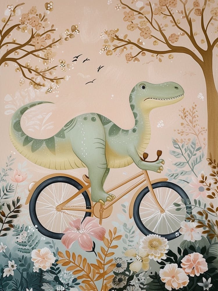 Dinosaur On A Bike Painting 1