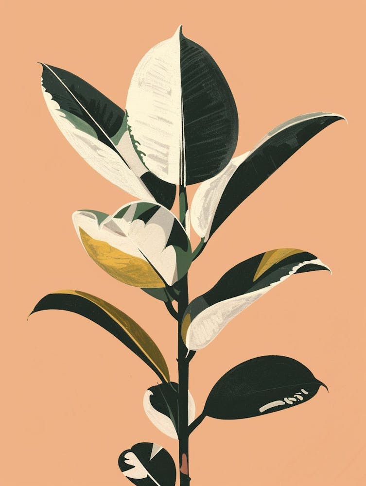 Rubber Plant Minimalist Illustration 6