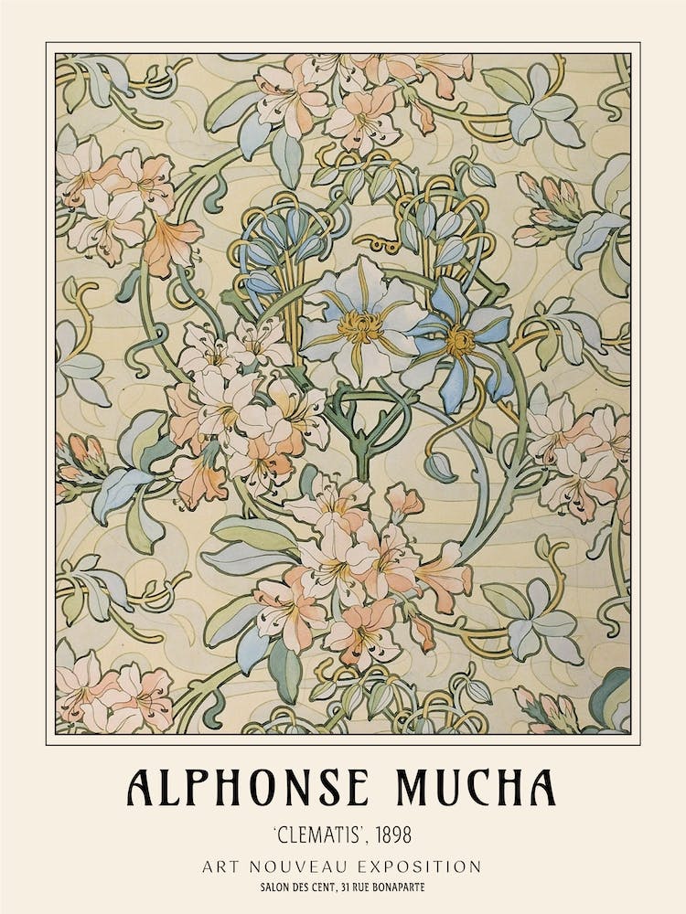 Clematis Exhibition Poster, Alphonse Mucha