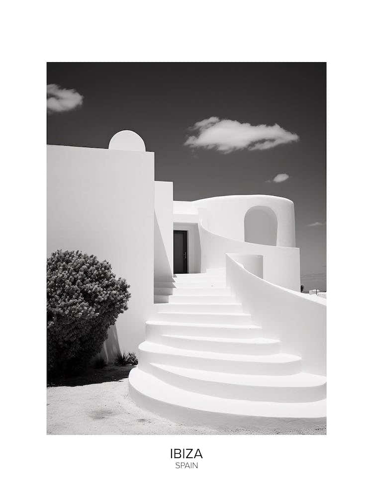 Poster Of Ibiza, Spain, Black And White Analogue Photography 2