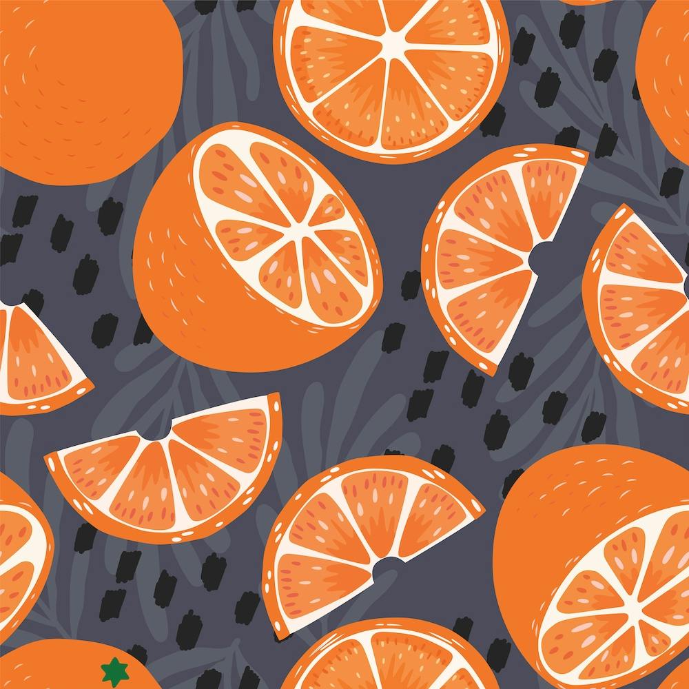 Orange Pattern With Decoration On Purple Square