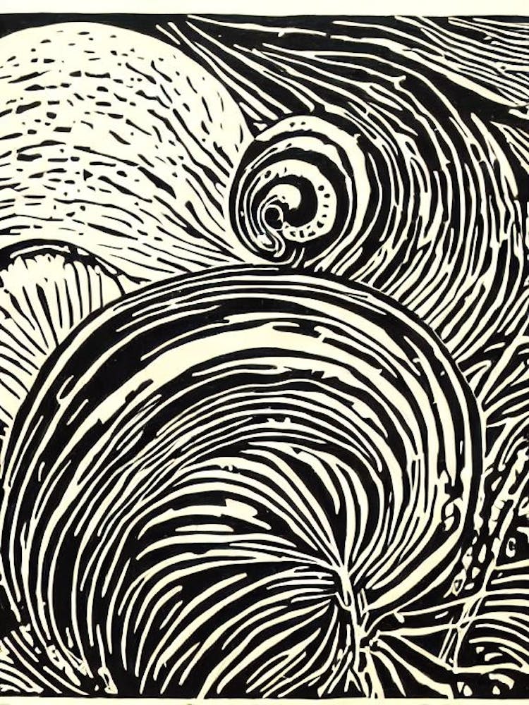 Sea Snails Linocut