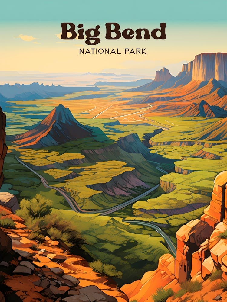 Big Bend National Park Texas Wildlife Travel Illustration