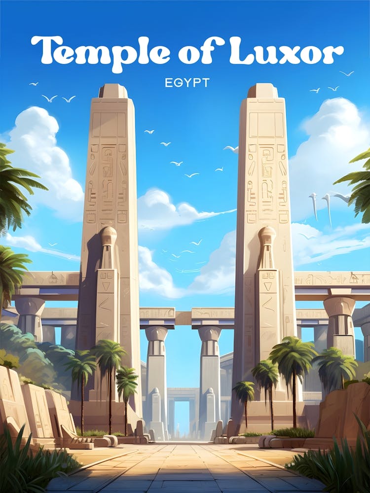 Temple Of Luxor Ancient Egypt Travel Art