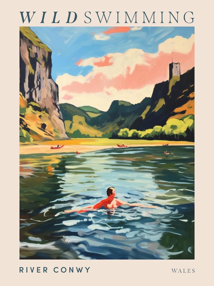 Wild Swimming At River Conwy Wales 1 Poster