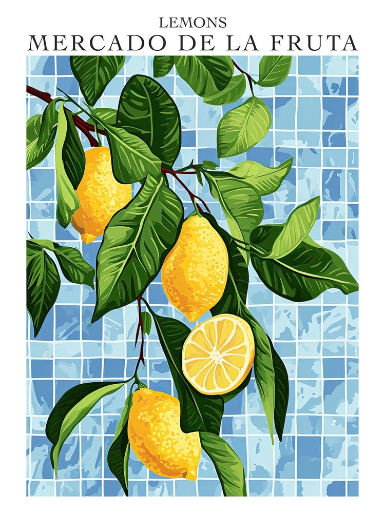 Mercado De La Fruta Lemons Illustration 8 Poster