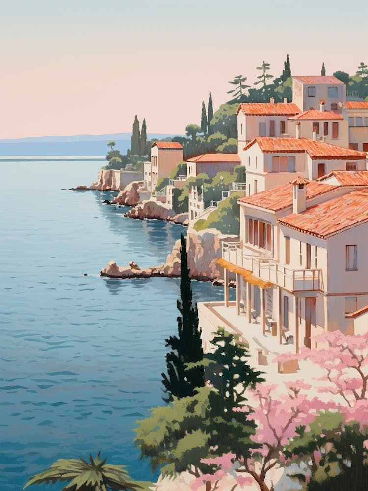 Antalya Turkey 1 Vintage Pink Travel Illustration