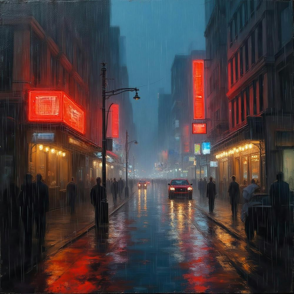 Regnerische Nacht in New York City