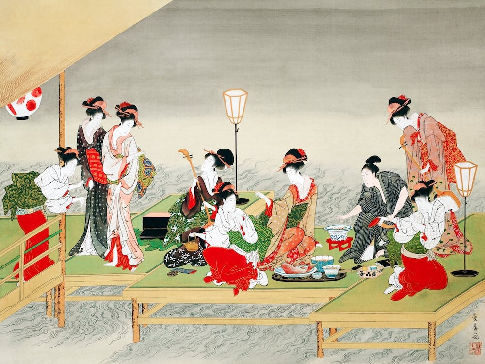 Japanese Women Vintage Painting, Utagawa Toyohiro