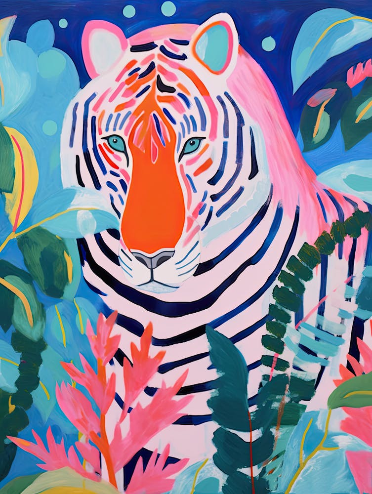 Pink Tiger In The Jungle, Matisse Inspired