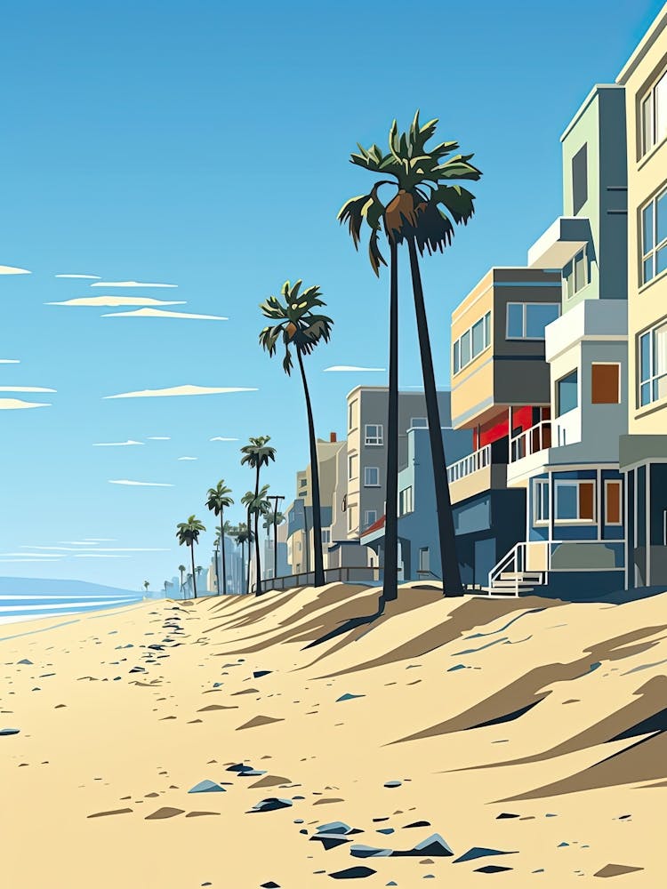 Venice Beach California, Usa, Flat Illustration 4