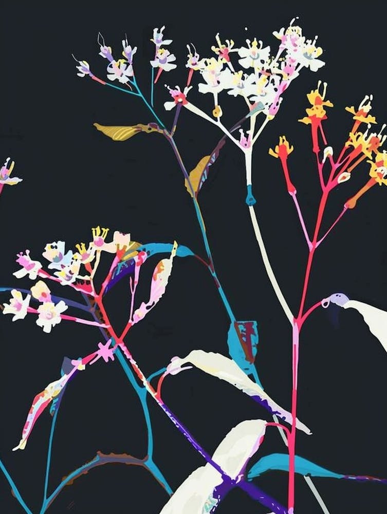 Neon Flowers On Black Babys Breath 2