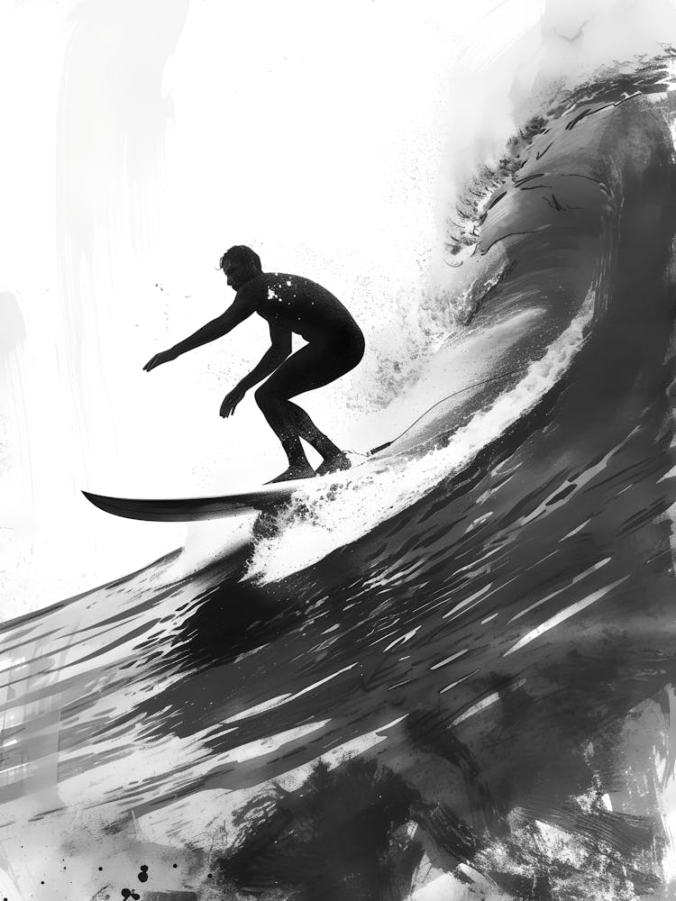 Black And White Surfer 3