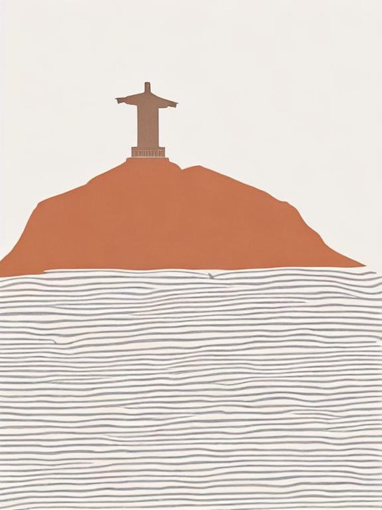 Christ Redeemer Statue 1 Rio De Janeiro Boho Landmark Illustration