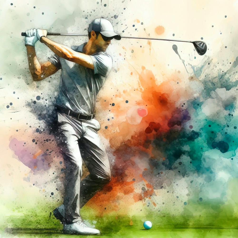Golf player in watercolor 2
