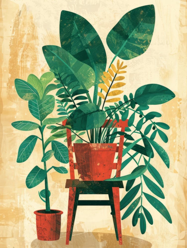 Potted Plants In A Chair