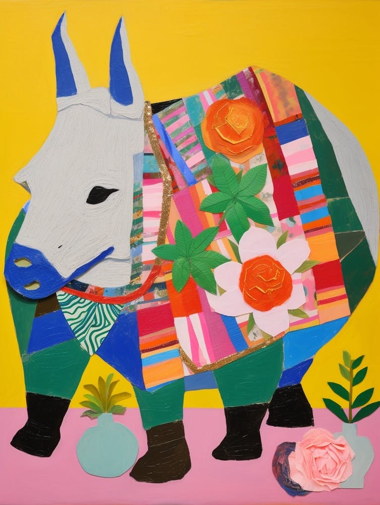 Maximalistische Tiermalerei Nashorn 2