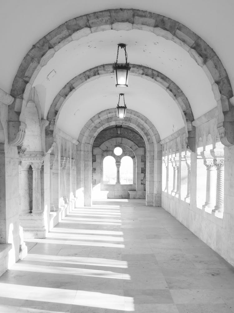 Black And White Fisherman's Bastion Arcades