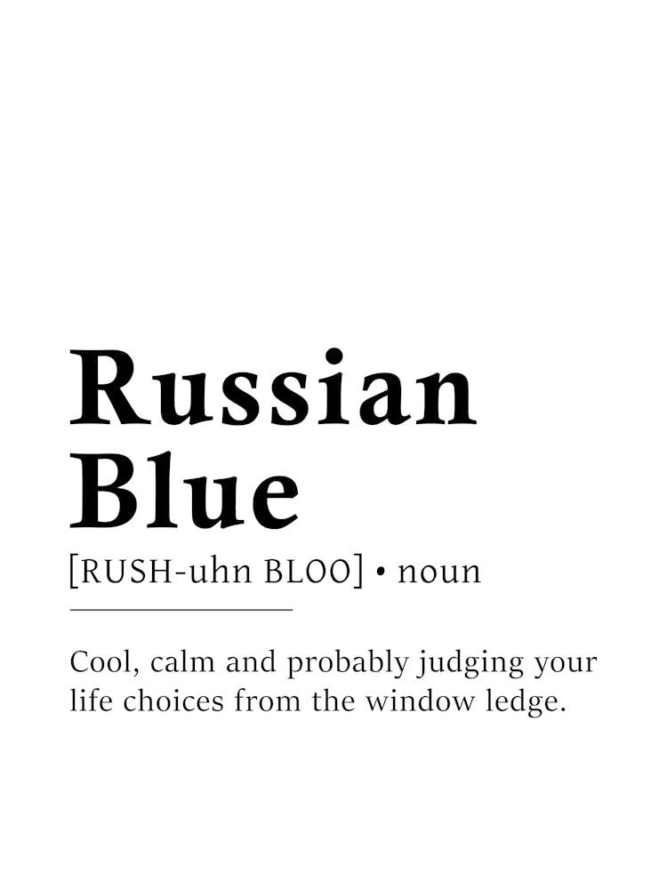 Russian Blue Definition Poster - Dictionary