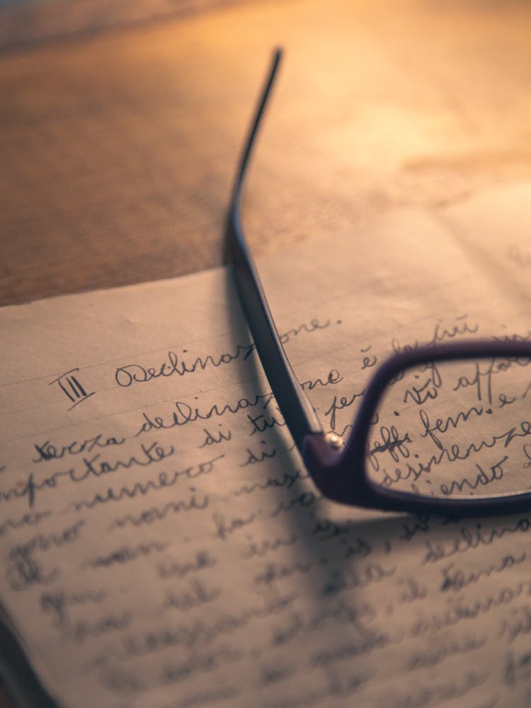 Handwritten Text And Eyeglasses