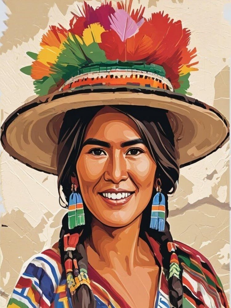 Bolivia girl in local costume wall art print