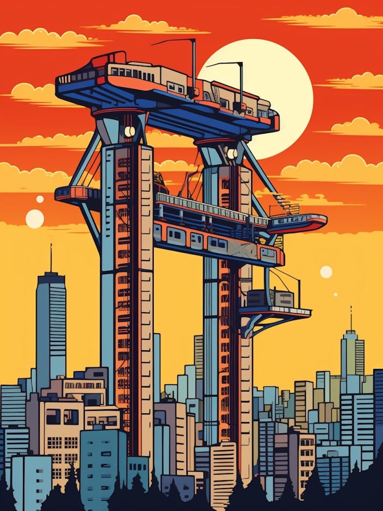 Umeda Sky Building, Japan Vintage Travel Art 4