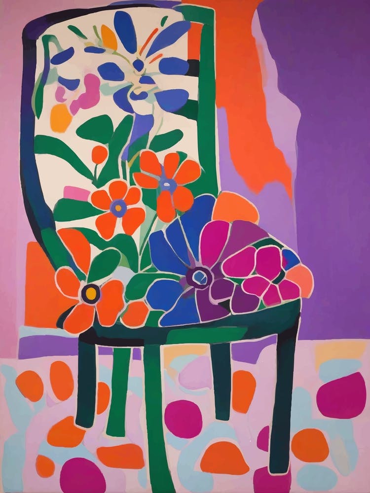 Chair with flowers Matisse inspired painting