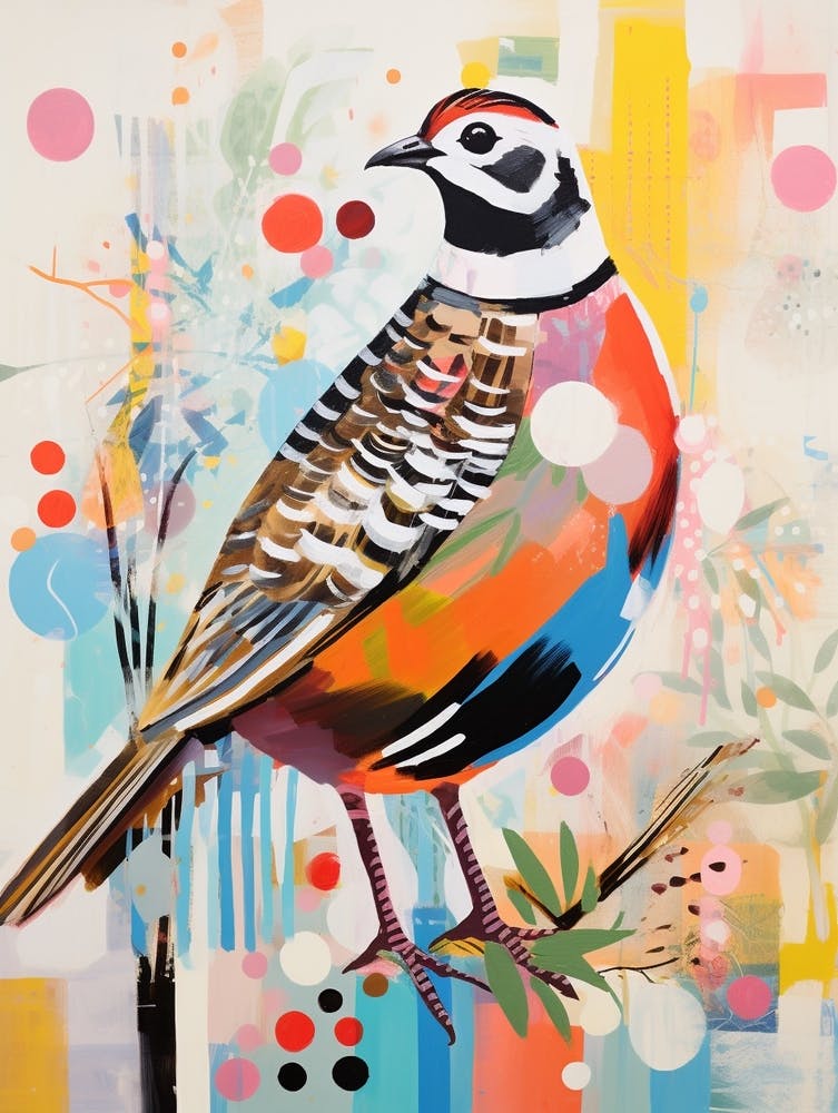Bird Painting Collage Partridge 2