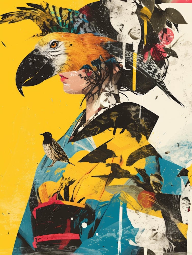 Asian Woman With Parrots