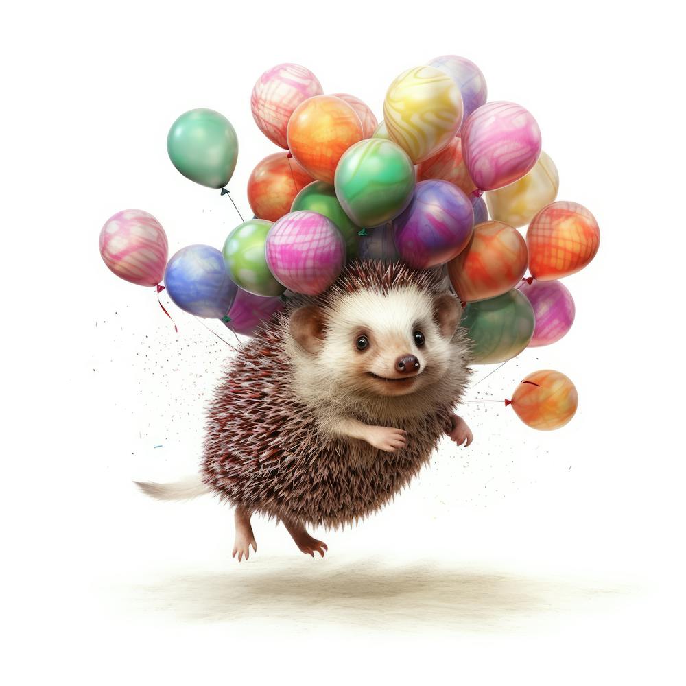 Hedgehog With Balloons 1