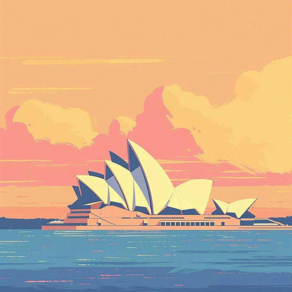 A Sydney Opera House In Sydney Lofi Illustration 1720432824 3