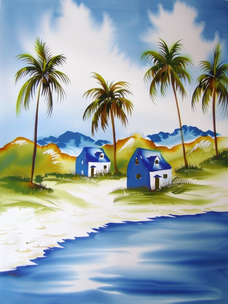 Strandhaus mit Palmen