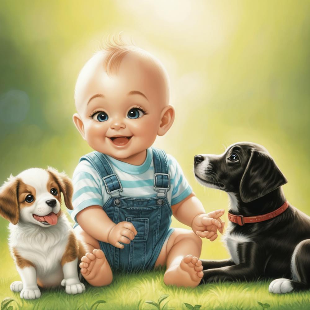 Baby And Dogs
