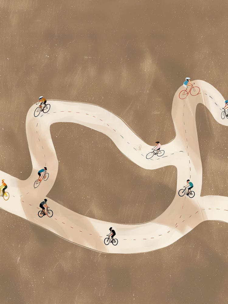 Illustration Of Cyclists On A Road