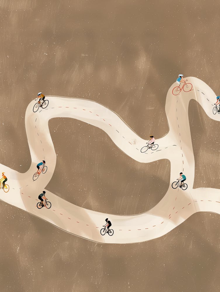Illustration Of Cyclists On A Road