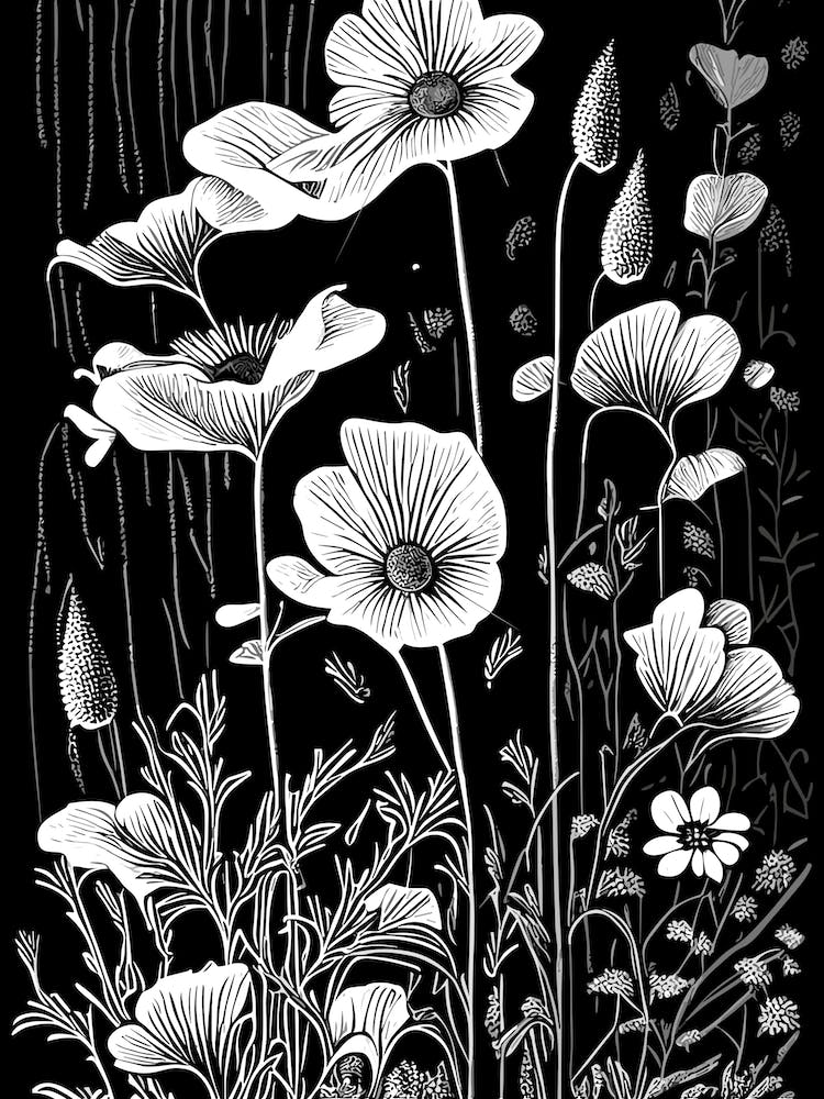 Sundrops Wildflower Linocut 1