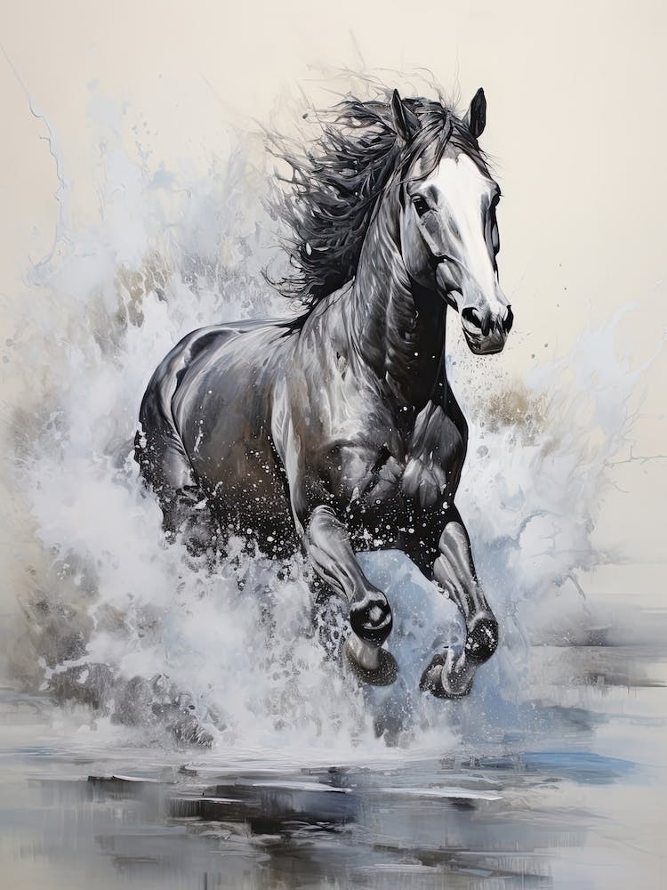 A Horse Oil Painting In El Nido Beaches, Philippines, Portrait 2