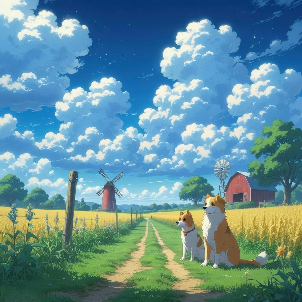 Two Dogs In The Field