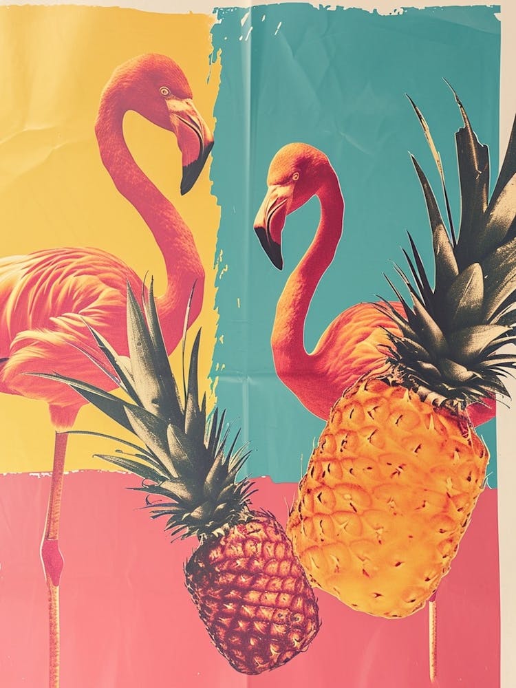 Retro Flamingo & Pineapple Polaroid Inspired 4