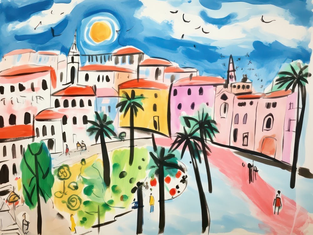 Ancona Italy Cute Watercolour Illustration 1