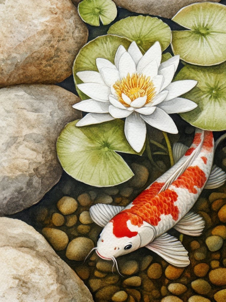 Koi Fish And Water Lily