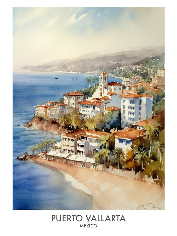 Puerto Vallarta 1 Watercolour Travel Poster