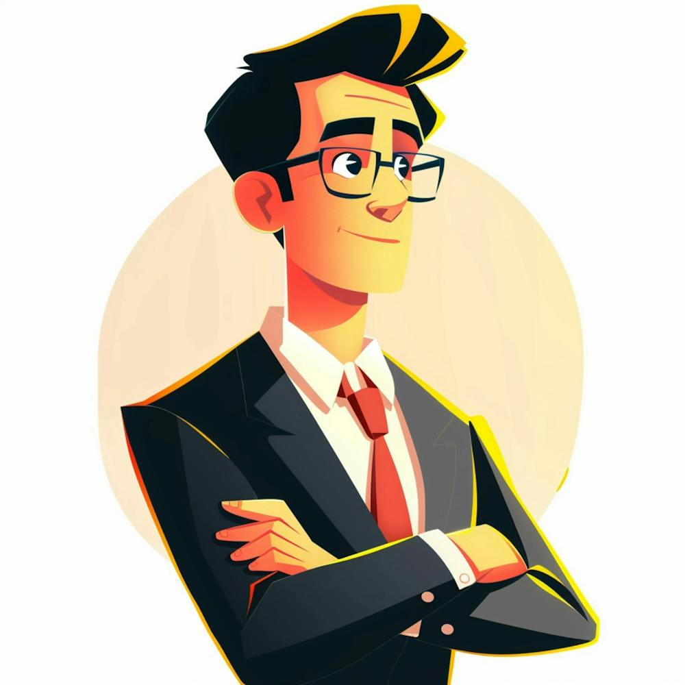 Bussinesman Profile From Front With Cartoon Animation Style